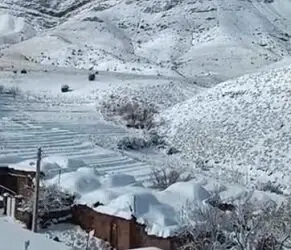 تصاویر زیبای برف در شمال استان کرمان