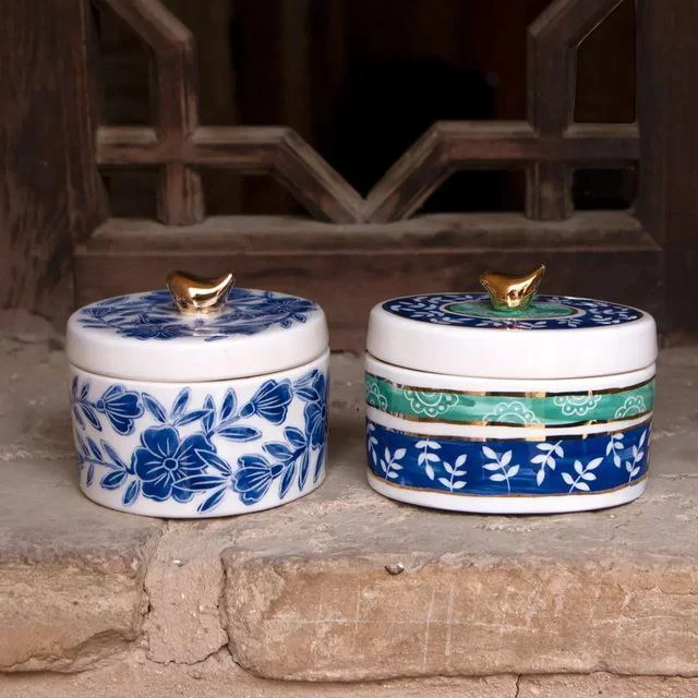 ظروف دکوری سفالی رنگی و طرح دار