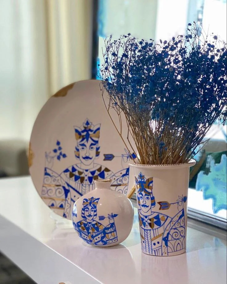 ظروف دکوری سفالی رنگی و طرح دار