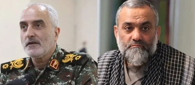 از راست: سرتیپ بسیجی محمدرضا نقدی و سرتیپ پاسدار سید حجتالله قریش از راست: سرتیپ بسیجی محمدرضا نقدی و سرتیپ پاسدار سید حجتالله قریش