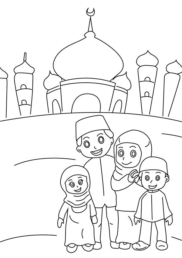 نقاشی کودکانه خانواده برای رنگ آمیزی