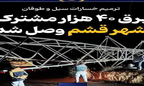 قطع برق 40 هزار مشترک قشم به دلیل طوفان؛ برق‌ها دوباره وصل شد!